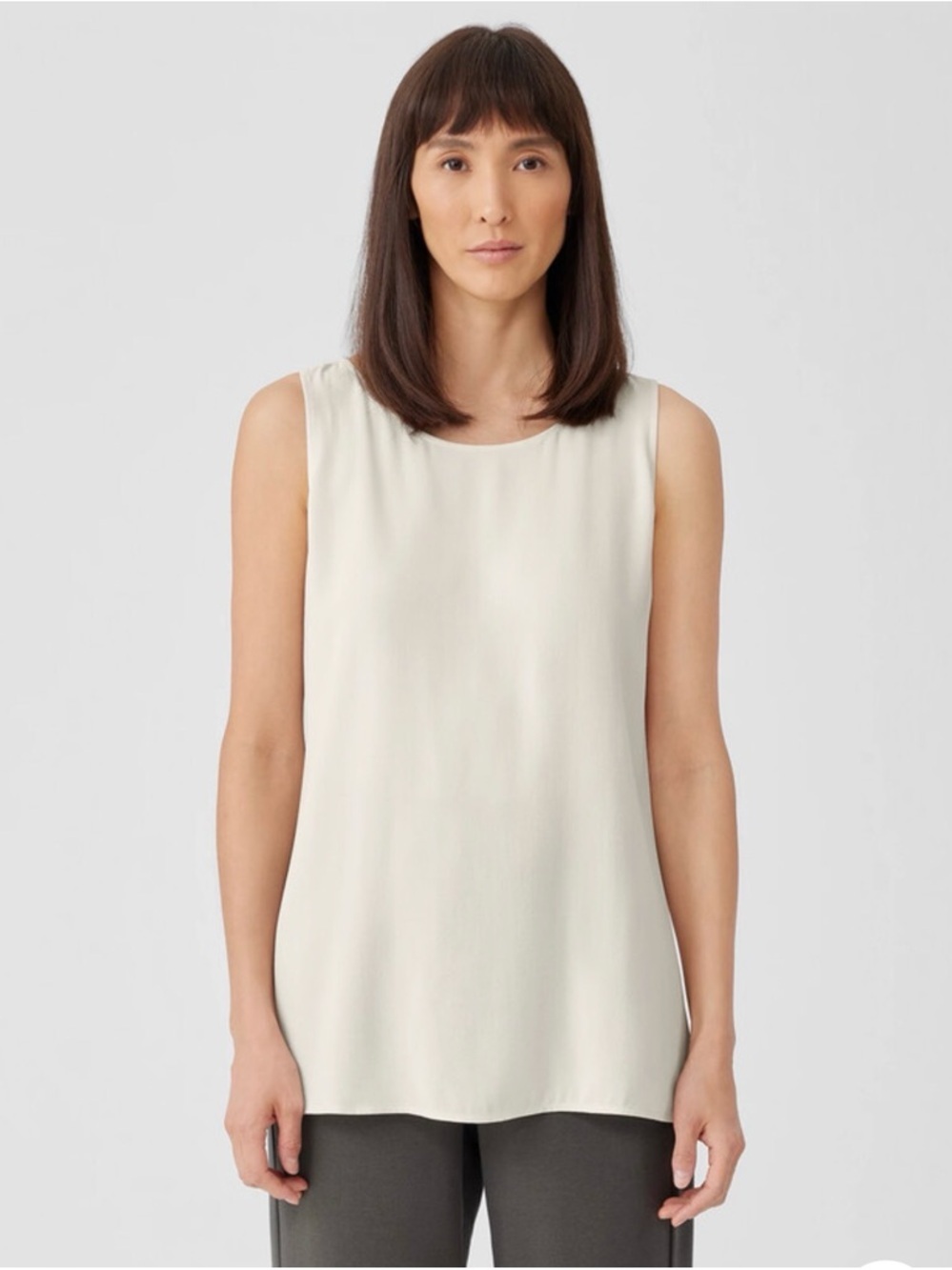 Eileen Fisher Silk Georgette Crepe Ballet Neck Long Tank M NWOT Sold Out Online
